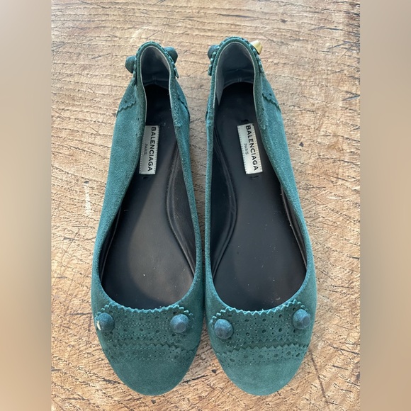 Balenciaga flats Green suede 36.5 - Picture 1 of 8